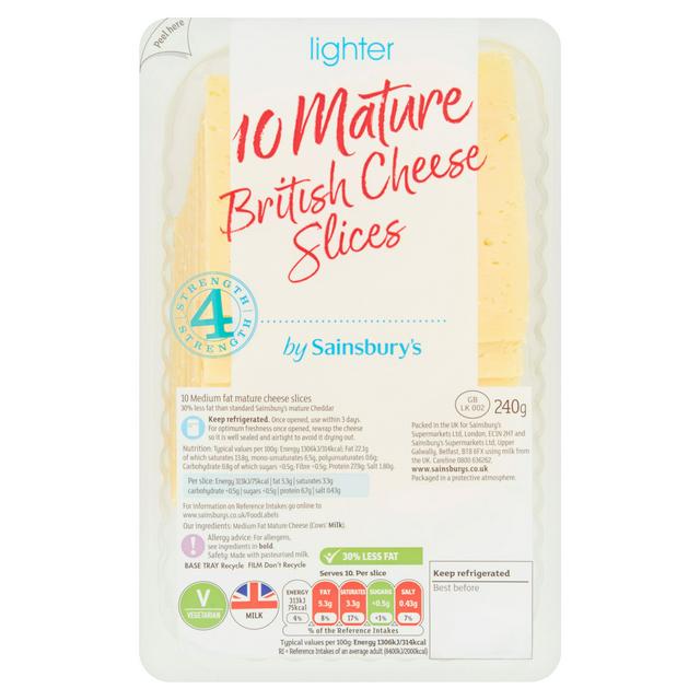 Sainsbury's Lighter Mature British Cheese Slices x10 240g