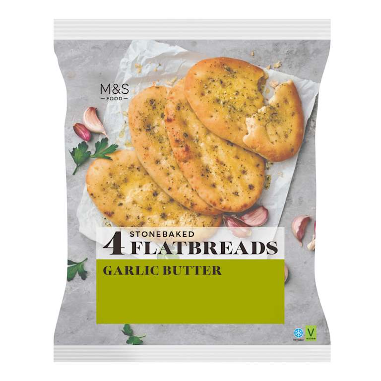 M&S 4 Stonebaked Garlic Flatbreads