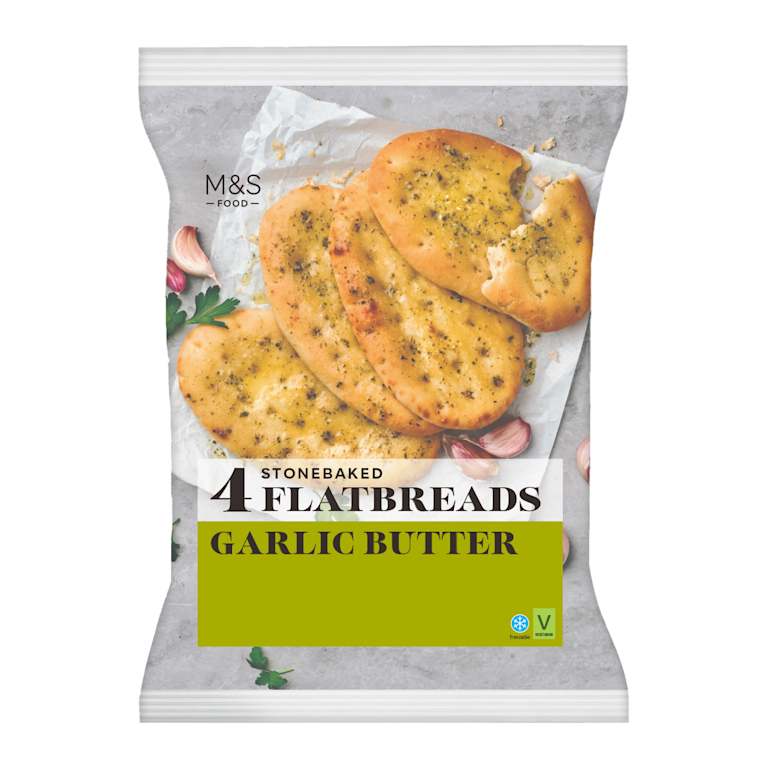 M&S 4 Stonebaked Garlic Flatbreads