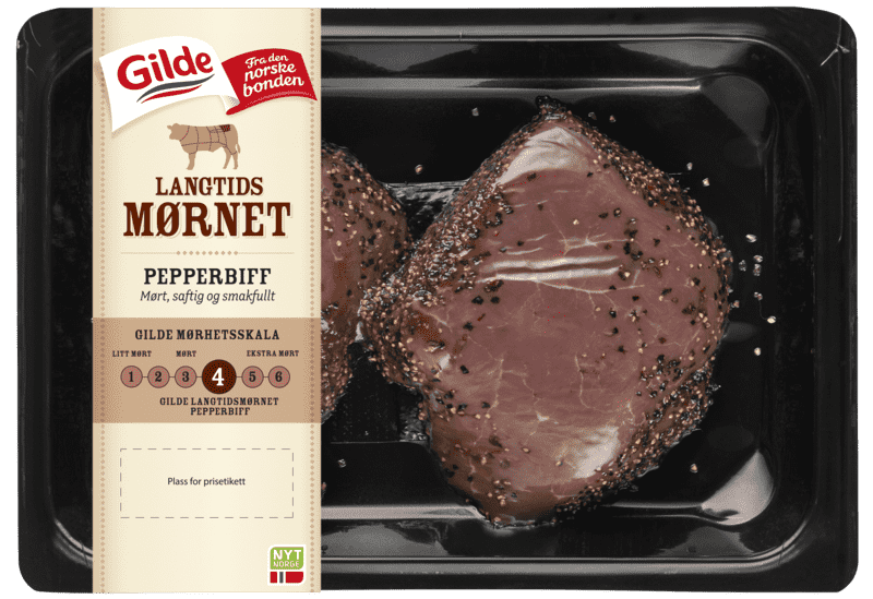 Gilde Langtidsmørnet Pepperbiff av Storfe ca 365g