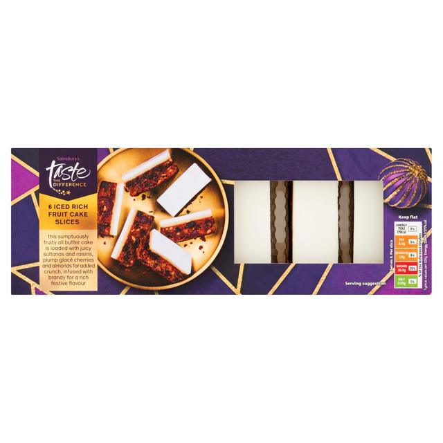 Sainsbury's Iced Rich Fruit Cake Slices, Taste the Difference x6 285g