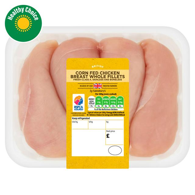 Sainsbury's (Approx. 695g) British Corn Fed Chicken Breast Fillets