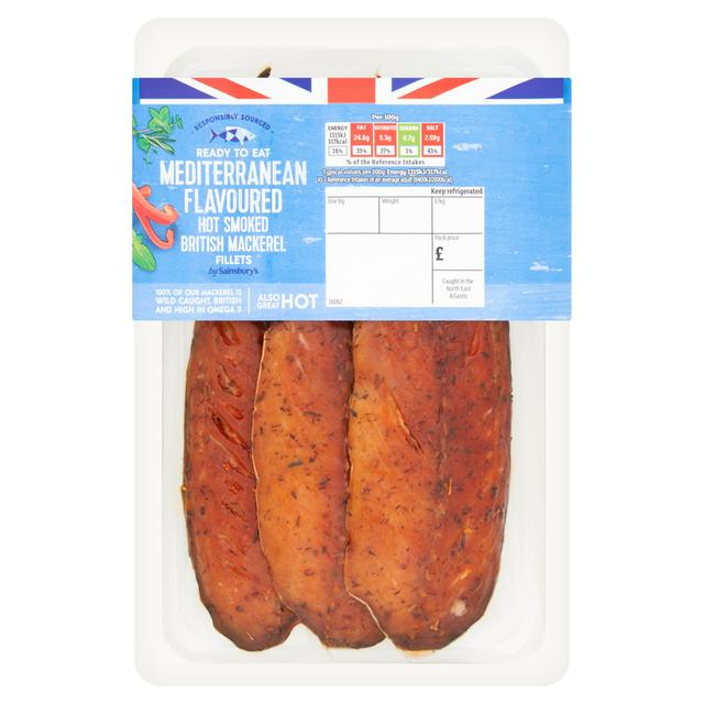 Sainsbury's Mediterranean Flavoured Hot Smoked Mackerel Fillets Ready To Eat (Approx. 250g)