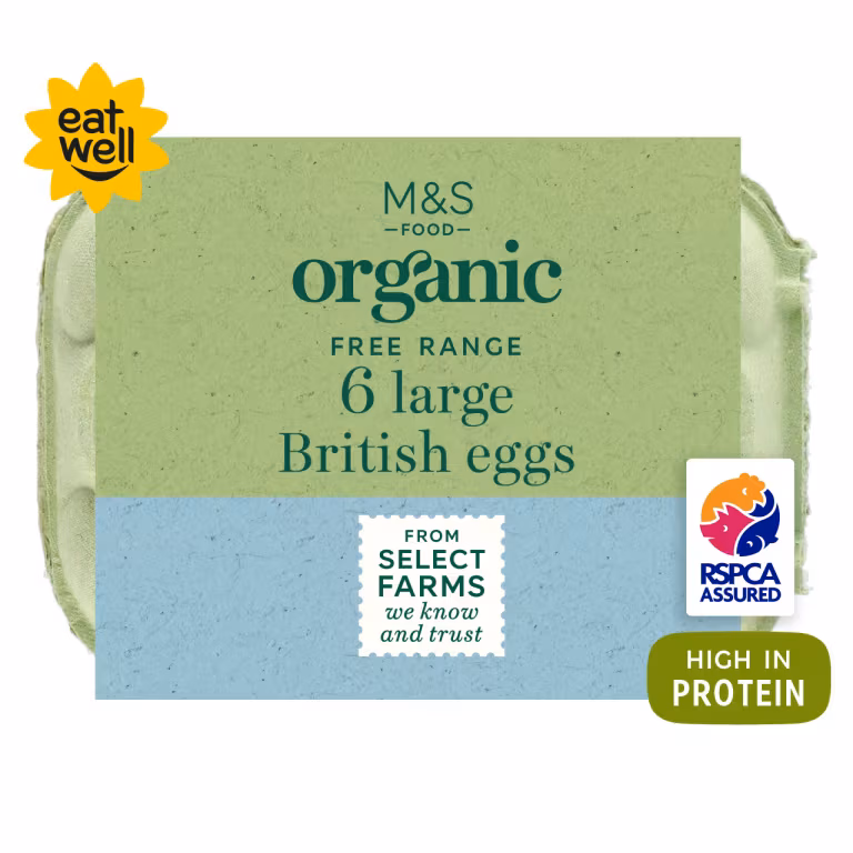 M&S Organic British 6 Large Free Range Eggs