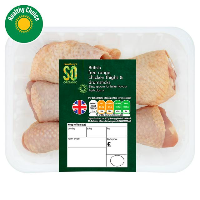 Sainsbury's (Approx. 650g) British Free Range Chicken Thigh & Drumsticks, SO Organic