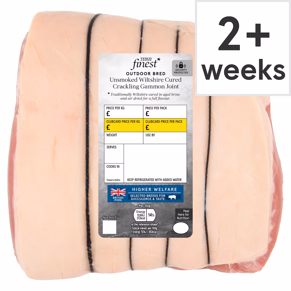 Tesco Finest Unsmoked Wiltshire Cured Crackling Gammon Joint