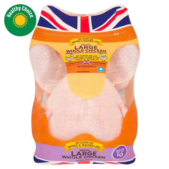 Sainsbury's (Approx. 2.2kg) British Fresh Large Whole Chicken