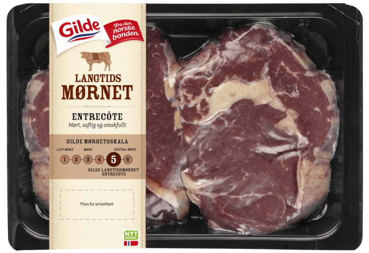 Storfe Entrecote skivet Mørnet 370g Gilde