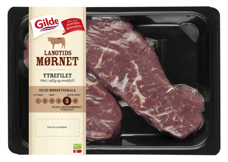 Storfe Ytrefilet skivet Mørnet Ca350g Gilde