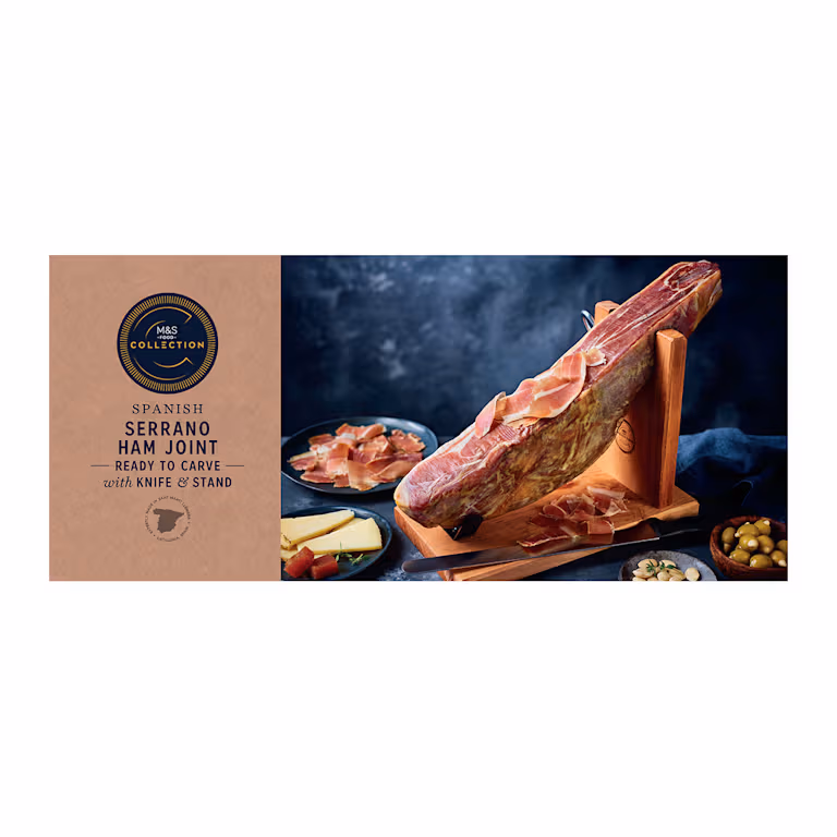 M&S Ready to Carve Serrano Ham Joint with Knife and Stand