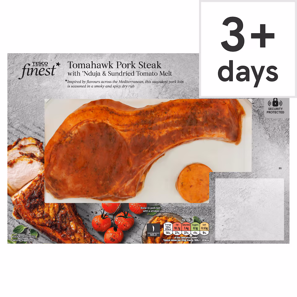 Tesco Finest Tomahawk Pork Steak with 'Nduja and Sundried Tomato Melt