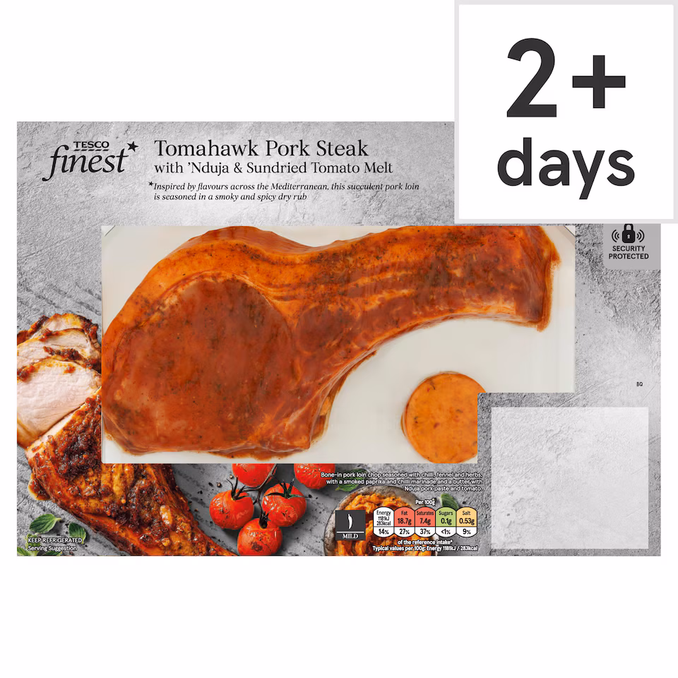 Tesco Finest Tomahawk Pork Steak with 'Nduja and Sundried Tomato Melt