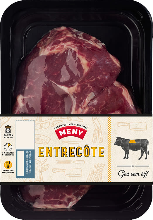 Storfe Entrecote skivet Ca350g Meny