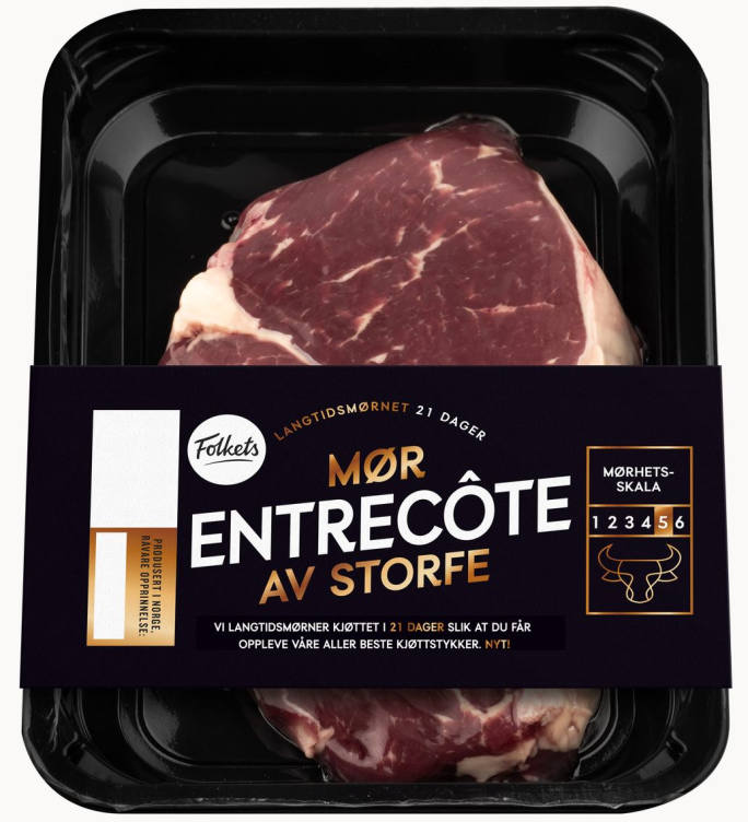 Storfe Entrecote skivet Ca350g Folkets