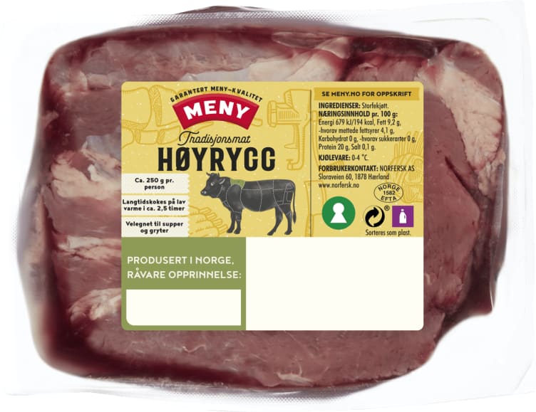 Storfe Høyrygg i Bit Ca700g Meny
