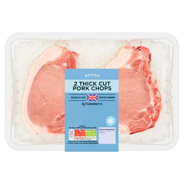 Sainsbury's Thick Cut British Pork Chops x2 500g