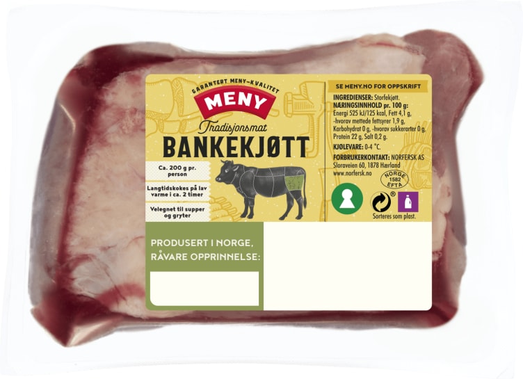 Storfe Bankekjøtt i Bit Ca700g Meny
