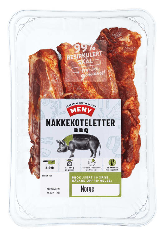 Svin Nakkekotelett Bbq Ca900g Meny