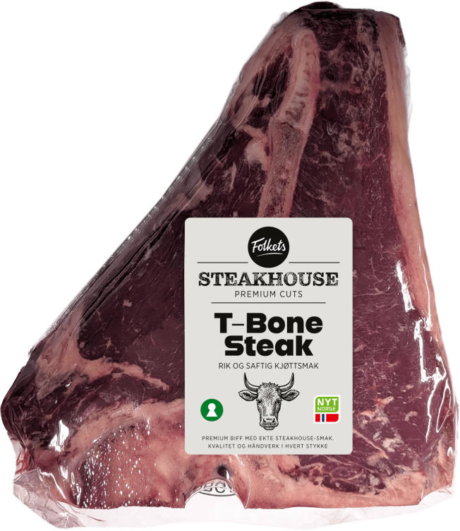 Storfe T-bonesteak Ca800g Folkets
