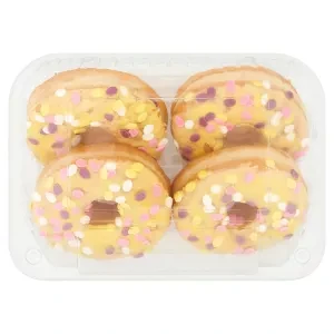 ASDA 4 Yellow Iced Ring Donuts
