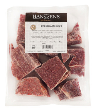 Oksesmåsteik u/B Ca 1kg Pk Frys Hanssens