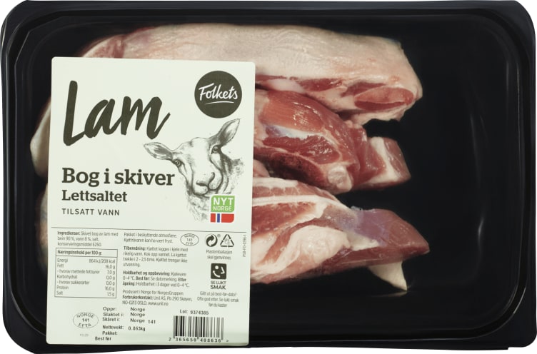 Lam Bog i skiver Lettsaltet ca 1kg Folkets
