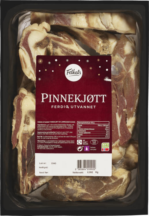 Pinnekjøtt Ferdig Utvannet ca 1kg Folkets