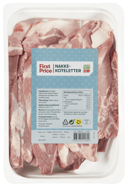 Nakkekoteletter Svin Ca1,3kg First Price