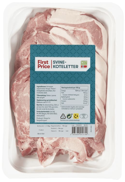 Svinekoteletter Ca1,3kg First Price