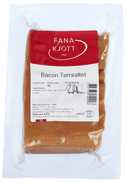 Bacon Tørrsaltet Ca350g Fana Kjøtt