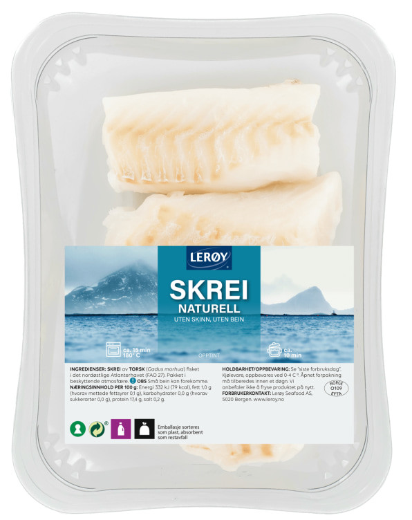 Torskefilet Naturell u/Skinn Ca400g Lerøy