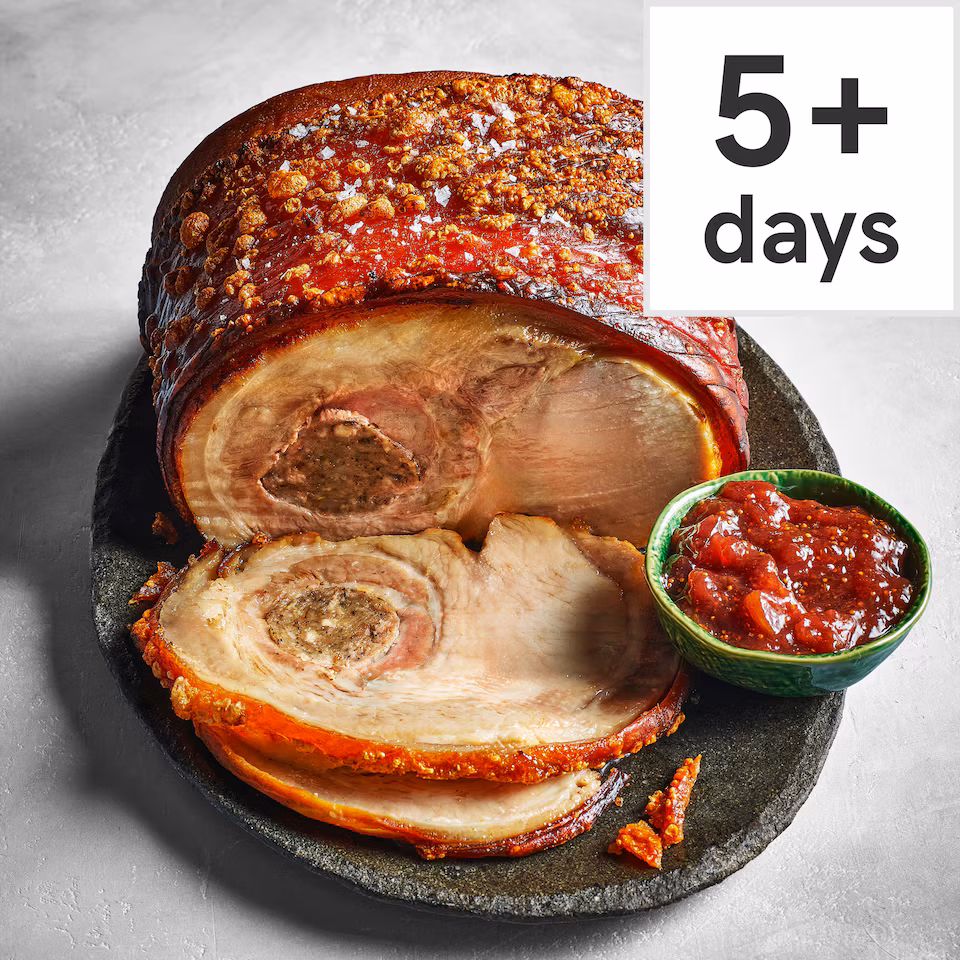 43. Tesco Finest Salt Aged Crackling Pork Noisette with Stuffing 2.3-2.7kg (Serves 8)