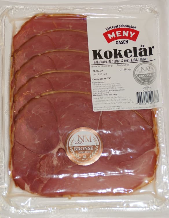 Kokelår Av Lam skivet Ca150g Meny Oasen