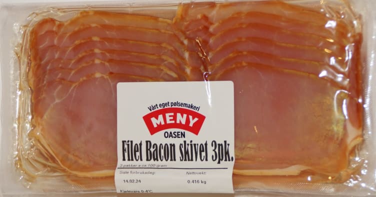 Filetbacon skivet 3pk Ca300g Meny Oasen