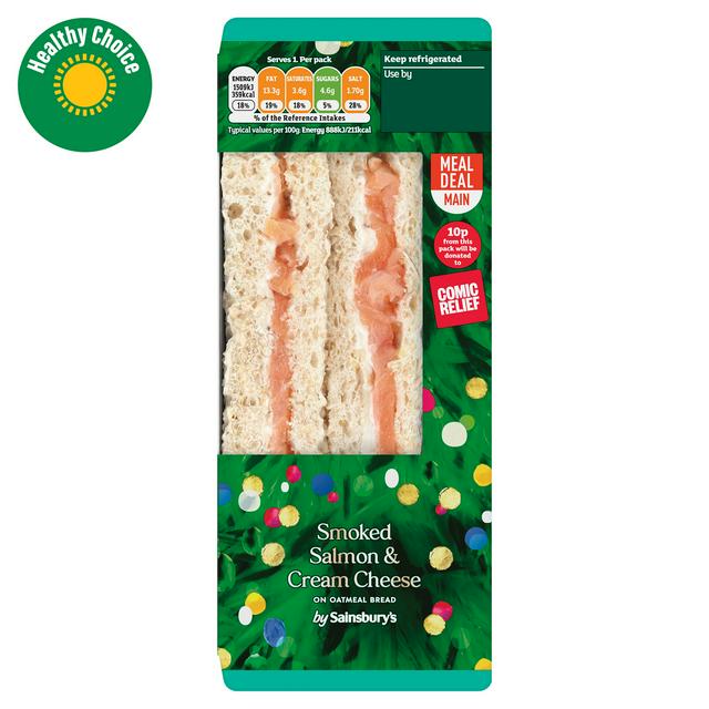 Sainsbury's On the Go Smoked Salmon & Cream Cheese on Oatmeal Bread