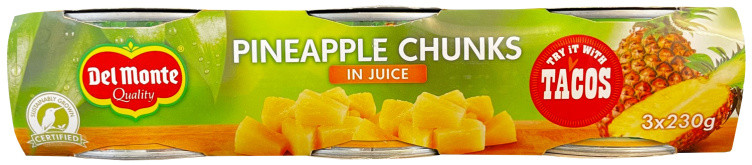 Ananas i Biter m/Juice 3x230g Del Monte