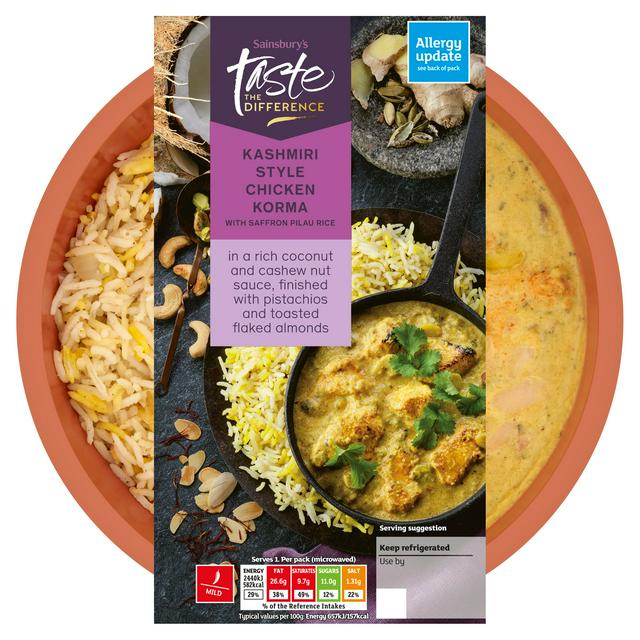 Sainsbury's Kashmiri Chicken Korma with Pilau Rice, Taste the Difference Ready Meal for 1 400g