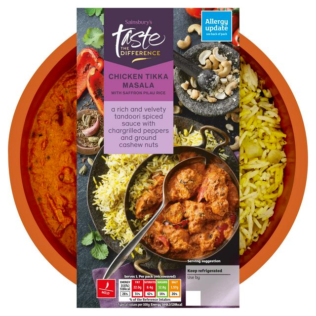 Sainsbury's Chicken Tikka Masala with Pilau Rice, Taste the Difference Ready Meal for 1 400g