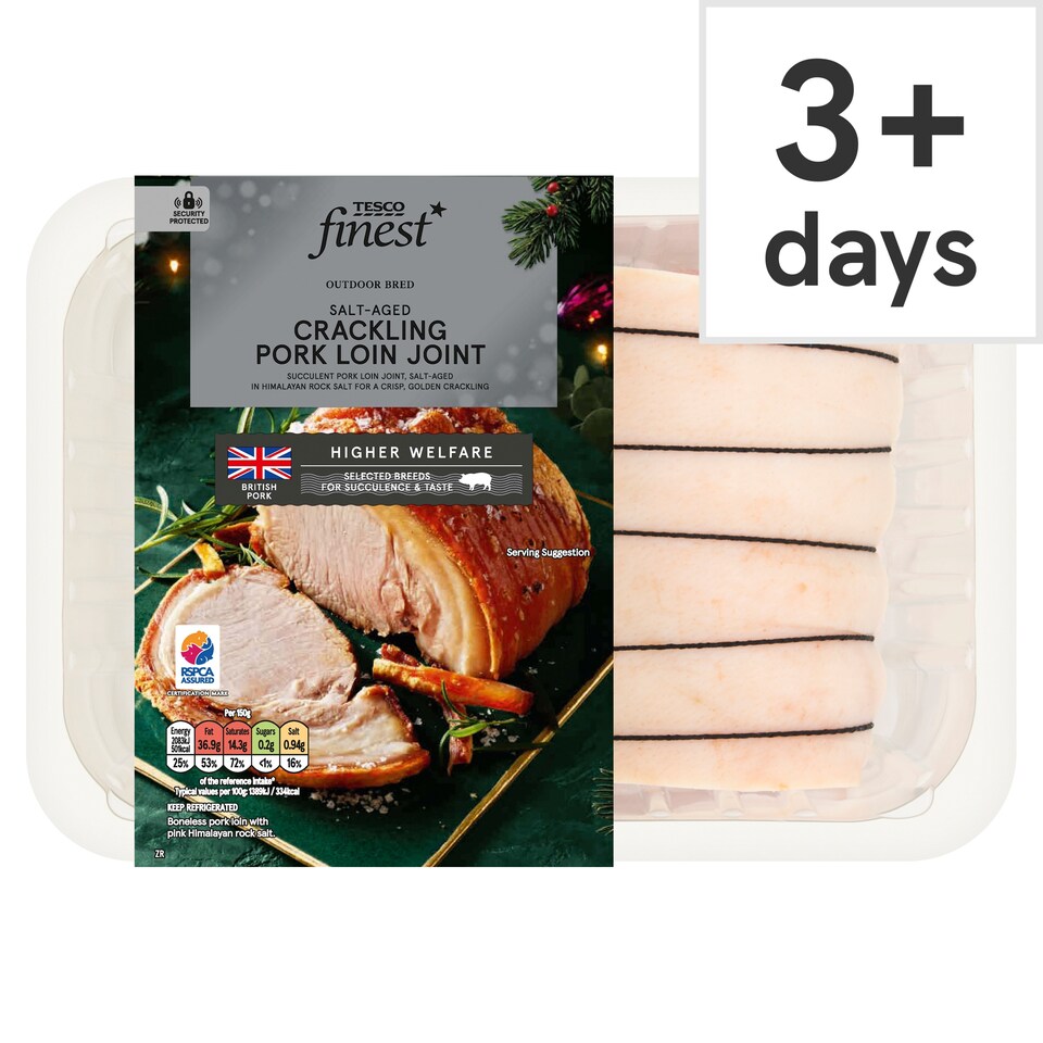 Tesco Finest Salt-Aged Pork Crackling Loin Joint