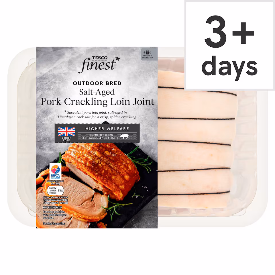 Tesco Finest Salt-Aged Pork Crackling Loin Joint