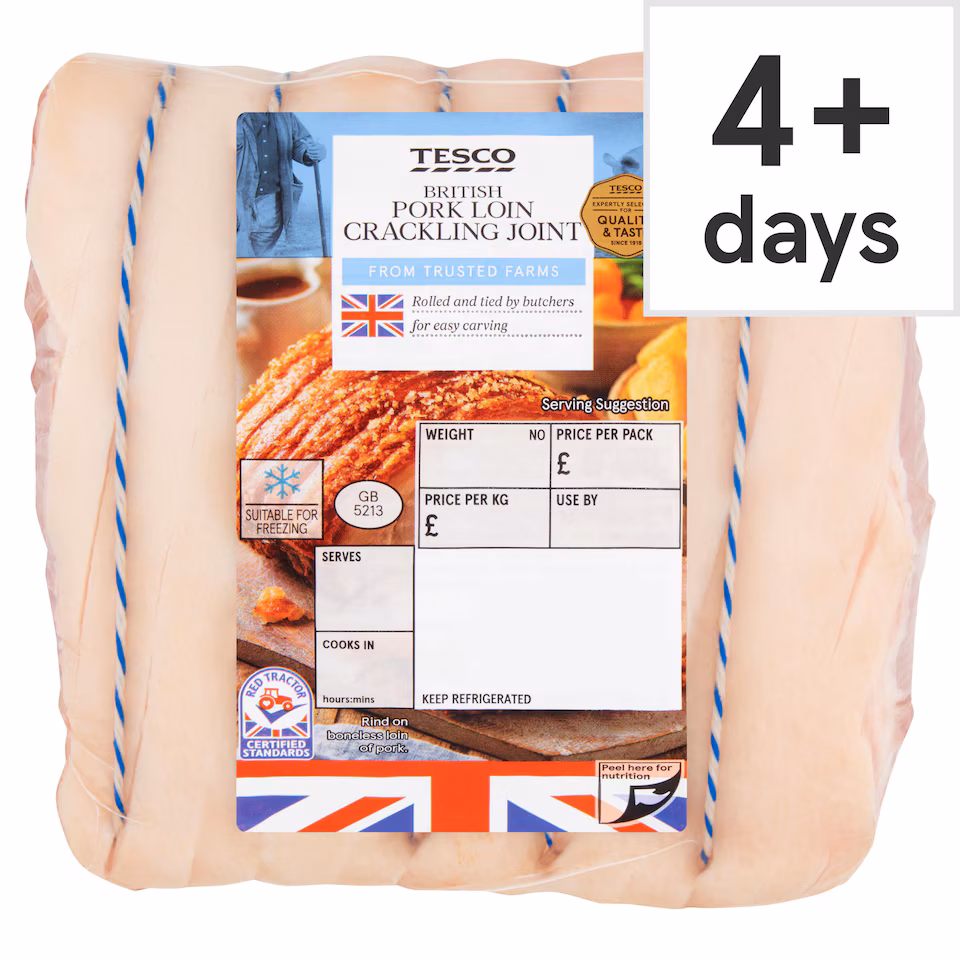 Tesco Pork Loin Crackling Joint 700g-1.3kg