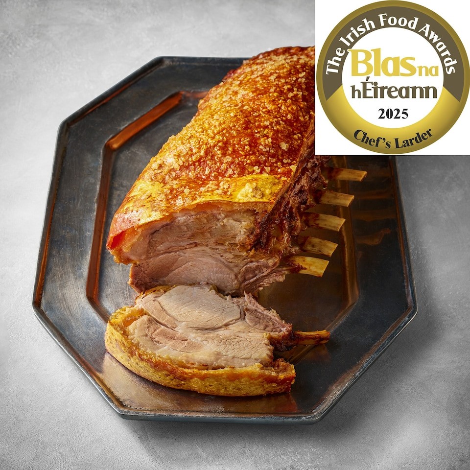 49. Tesco Finest 10-Bone Salt Aged Crackling Pork Loin Rack 3.3 - 4.1kg (Serves 10)