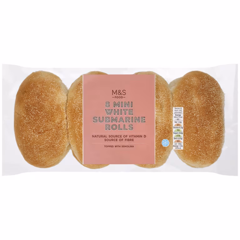 M&S 8 White Mini Submarine Rolls
