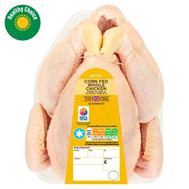 Sainsbury's (Approx. 1.55kg) British Corn Fed Whole Chicken