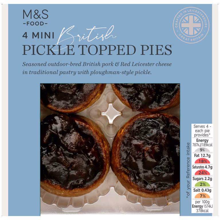 M&S 4 Mini Ploughman's Pickle Pork Pies