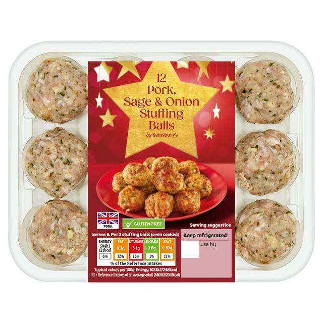 Sainsbury's British Pork Sage & Onion Stuffing Balls x12 360g