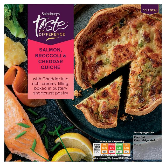 Sainsbury's Salmon, Broccoli & Vintage Cheddar Quiche, Taste the Difference 400g