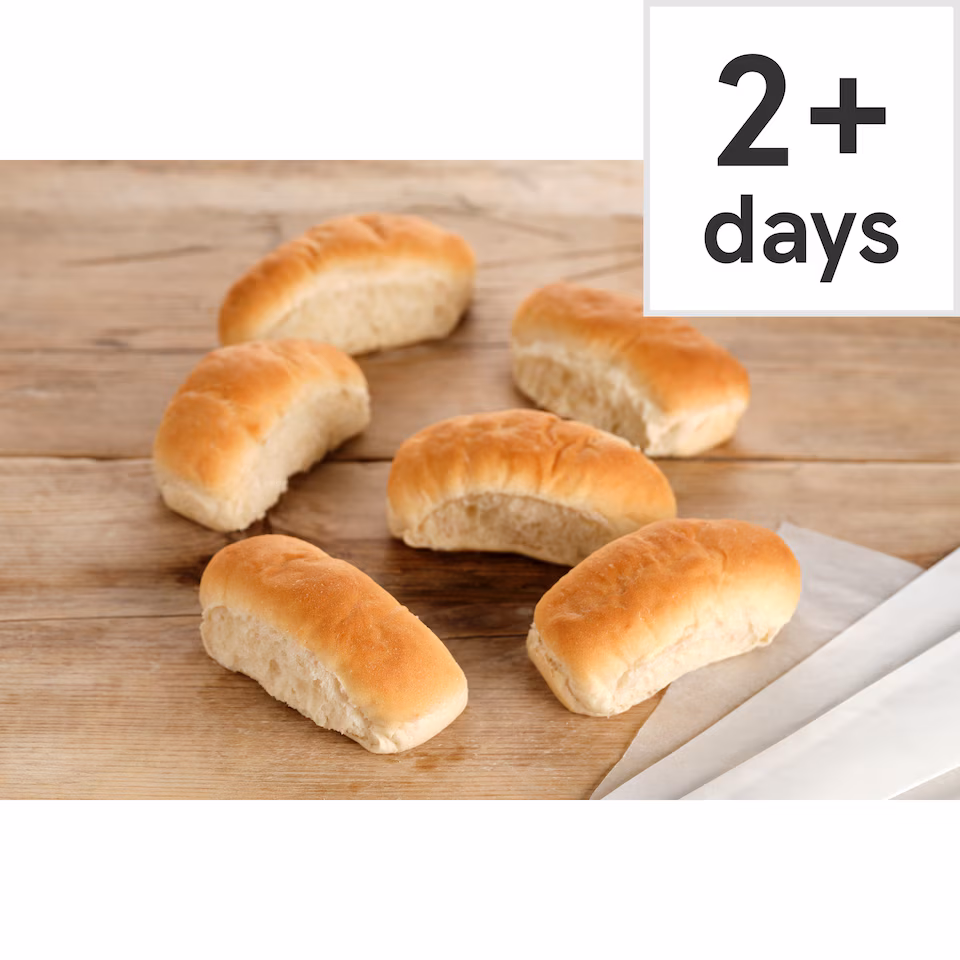 Tesco White Finger Rolls 6 Pack
