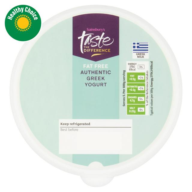 Sainsbury's Authentic Fat Free Greek Yogurt, Taste the Difference 500g