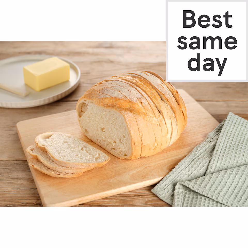 Tesco White Crusty Cob Sliced